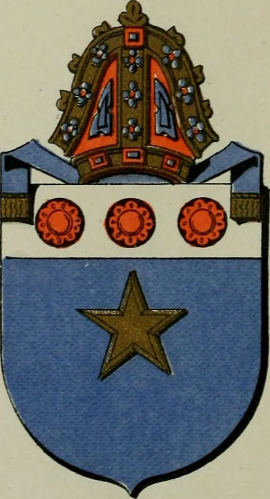 An illustration from Lacunar basilicae Sancti Macarii, aberdonensis : the heraldic ceiling of the cathedral church of St. Machar, old Aberdeen, described in historical and armorial detail by William Duguid Geddes, LL.D., and Peter Duguid, 1888, leaf 194