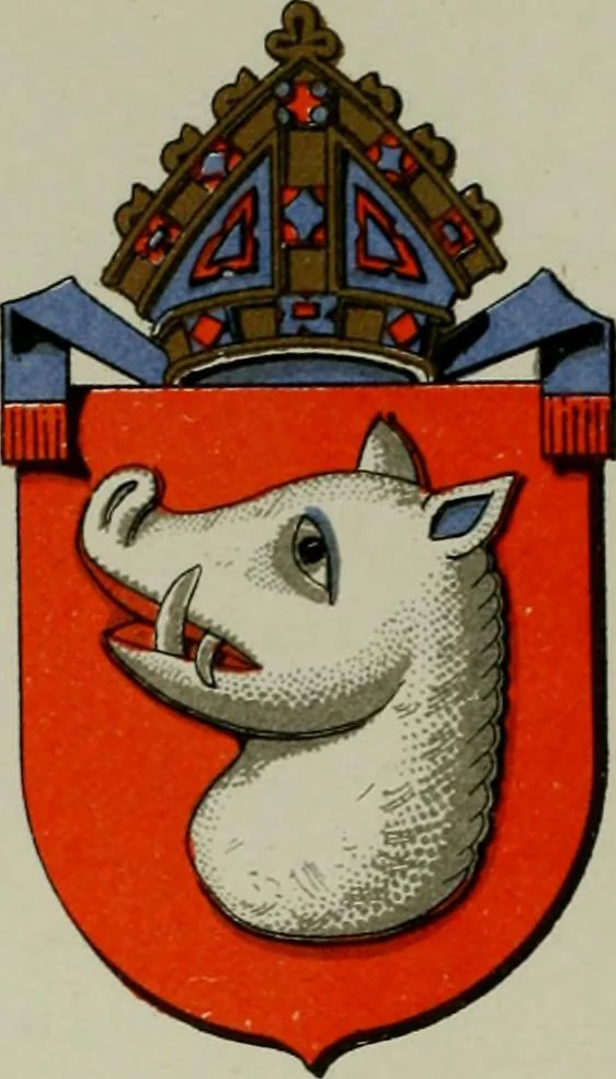 An illustration from Lacunar basilicae Sancti Macarii, aberdonensis : the heraldic ceiling of the cathedral church of St. Machar, old Aberdeen, described in historical and armorial detail by William Duguid Geddes, LL.D., and Peter Duguid, 1888, leaf 198
