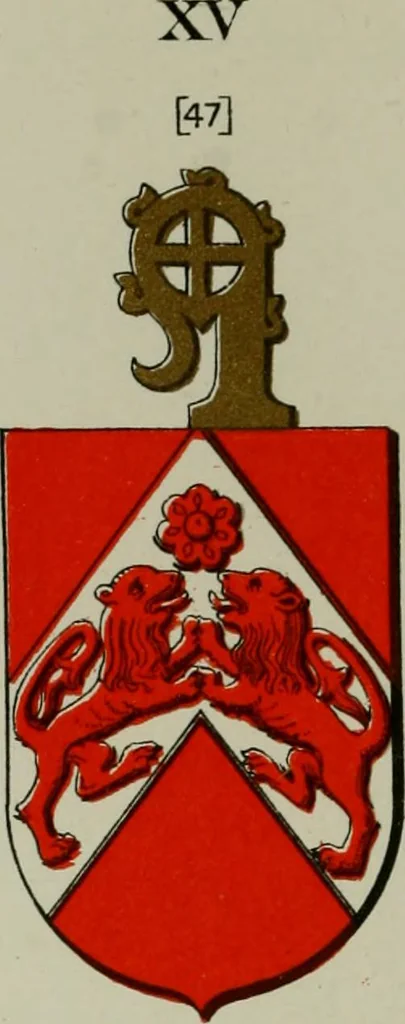 An illustration from Lacunar basilicae Sancti Macarii, aberdonensis : the heraldic ceiling of the cathedral church of St. Machar, old Aberdeen, described in historical and armorial detail by William Duguid Geddes, LL.D., and Peter Duguid, 1888, leaf 206