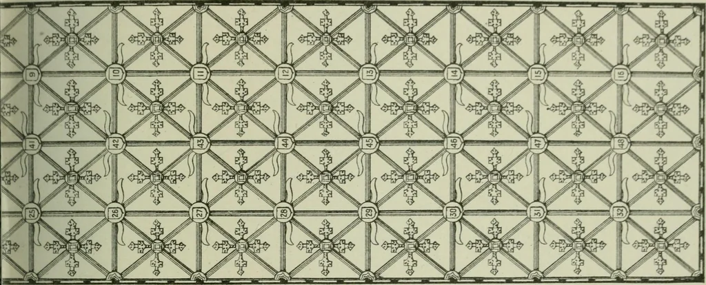 An illustration from Lacunar basilicae Sancti Macarii, aberdonensis : the heraldic ceiling of the cathedral church of St. Machar, old Aberdeen, described in historical and armorial detail by William Duguid Geddes, LL.D., and Peter Duguid, 1888, leaf 44