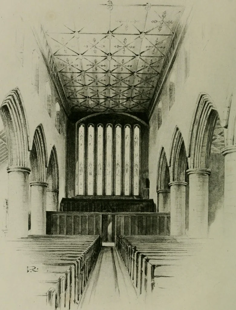 An illustration from Lacunar basilicae Sancti Macarii, aberdonensis : the heraldic ceiling of the cathedral church of St. Machar, old Aberdeen, described in historical and armorial detail by William Duguid Geddes, LL.D., and Peter Duguid, 1888, leaf 7