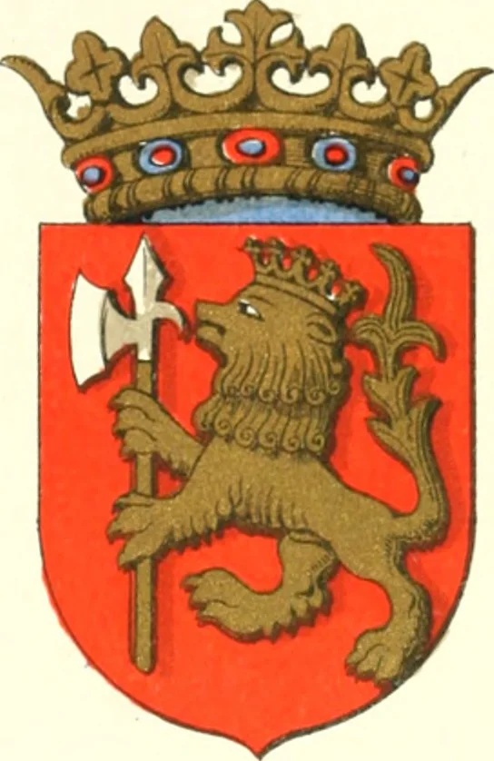 An illustration from Lacunar basilicae Sancti Macarii, aberdonensis: the heraldic ceiling of the cathedral church of St. Machar, old Aberdeen, 1888, leaf 123