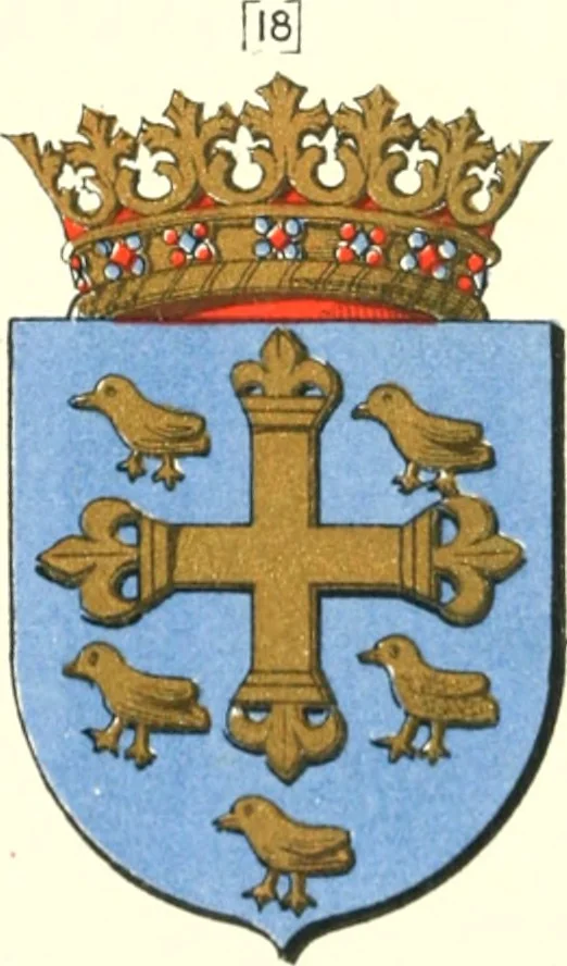 An illustration from Lacunar basilicae Sancti Macarii, aberdonensis: the heraldic ceiling of the cathedral church of St. Machar, old Aberdeen, 1888, leaf 147