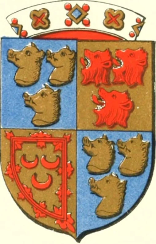 An illustration from Lacunar basilicae Sancti Macarii, aberdonensis: the heraldic ceiling of the cathedral church of St. Machar, old Aberdeen, 1888, leaf 167