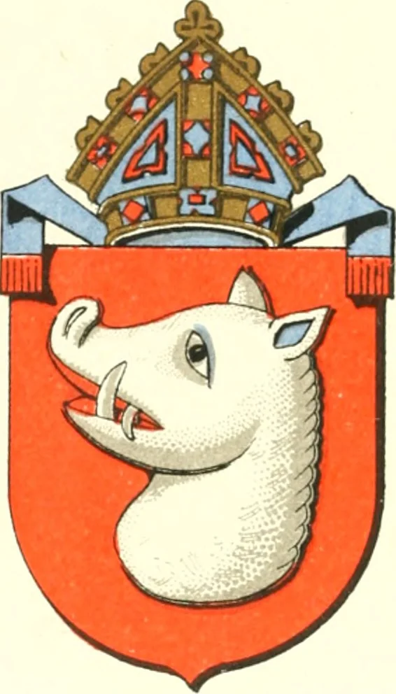 An illustration from Lacunar basilicae Sancti Macarii, aberdonensis: the heraldic ceiling of the cathedral church of St. Machar, old Aberdeen, 1888, leaf 199