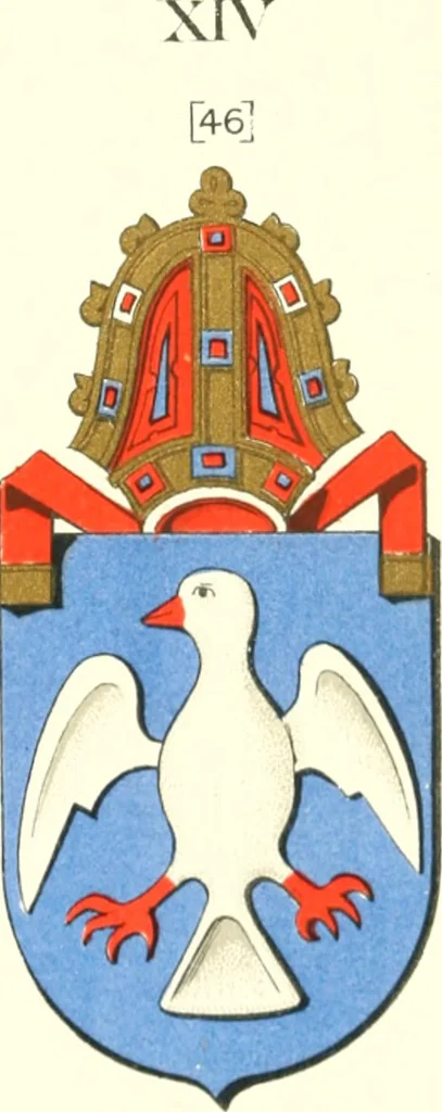 An illustration from Lacunar basilicae Sancti Macarii, aberdonensis: the heraldic ceiling of the cathedral church of St. Machar, old Aberdeen, 1888, leaf 204