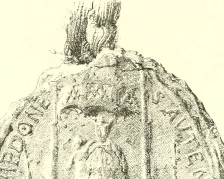 An illustration from Lacunar basilicae Sancti Macarii, aberdonensis: the heraldic ceiling of the cathedral church of St. Machar, old Aberdeen, 1888, leaf 224
