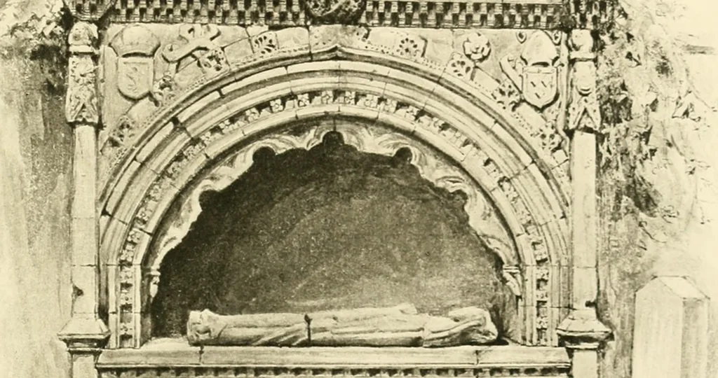 An illustration from Lacunar basilicae Sancti Macarii, aberdonensis: the heraldic ceiling of the cathedral church of St. Machar, old Aberdeen, 1888, leaf 245