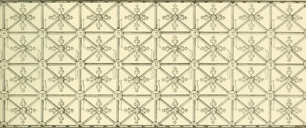 An illustration from Lacunar basilicae Sancti Macarii, aberdonensis: the heraldic ceiling of the cathedral church of St. Machar, old Aberdeen, 1888, leaf 42