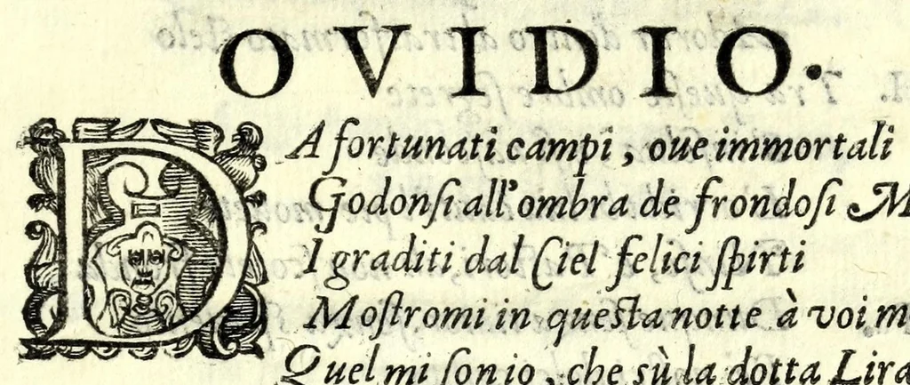 An illustration from La Dafne, 1600, leaf 7
