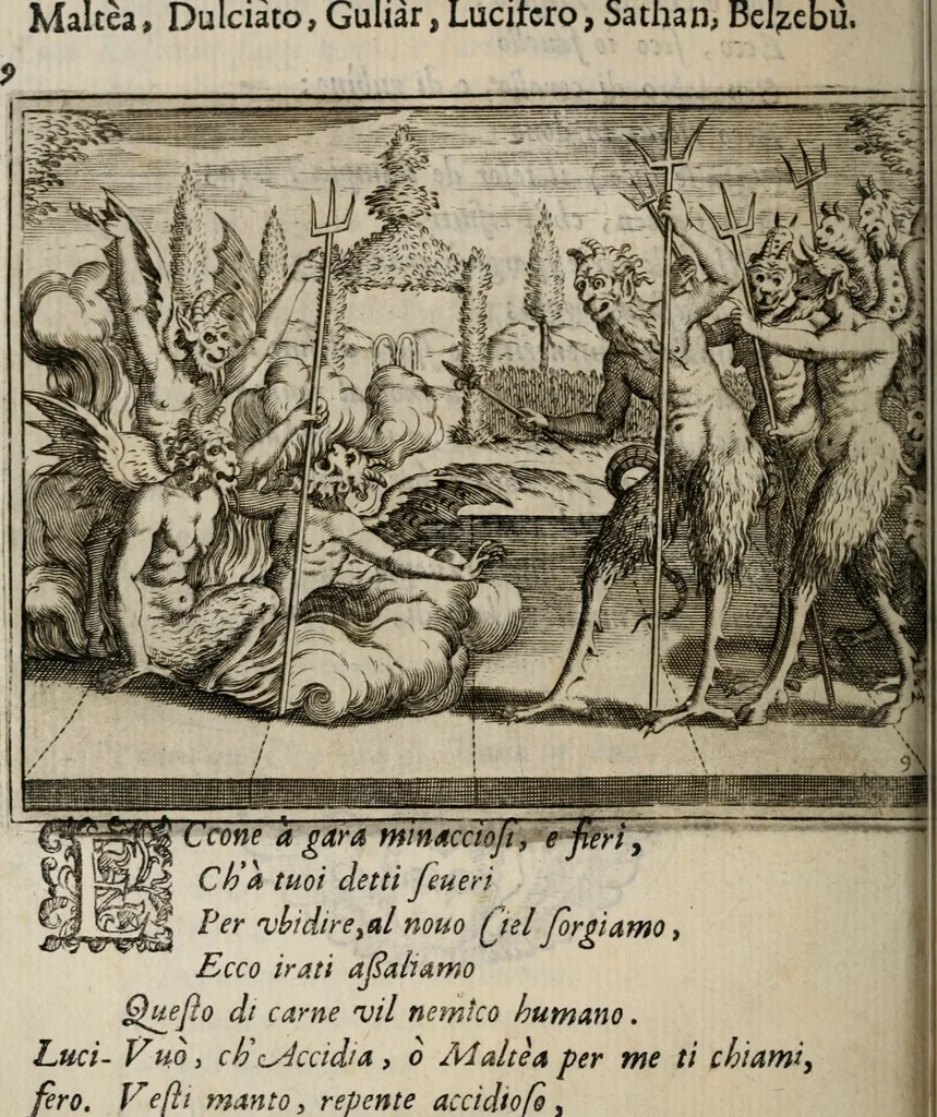 An illustration from L'Adamo; sacra rappresentazione, 1617, leaf 57