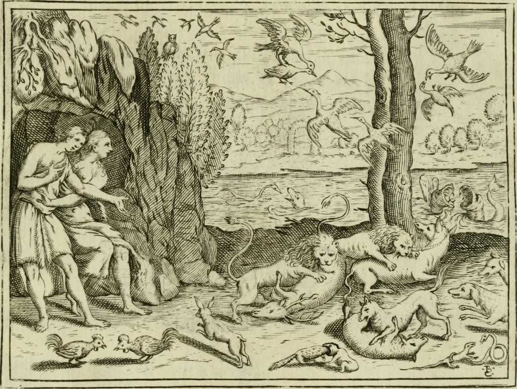 An illustration from L'Adamo : sacra rapresentatione, 1617, leaf 142