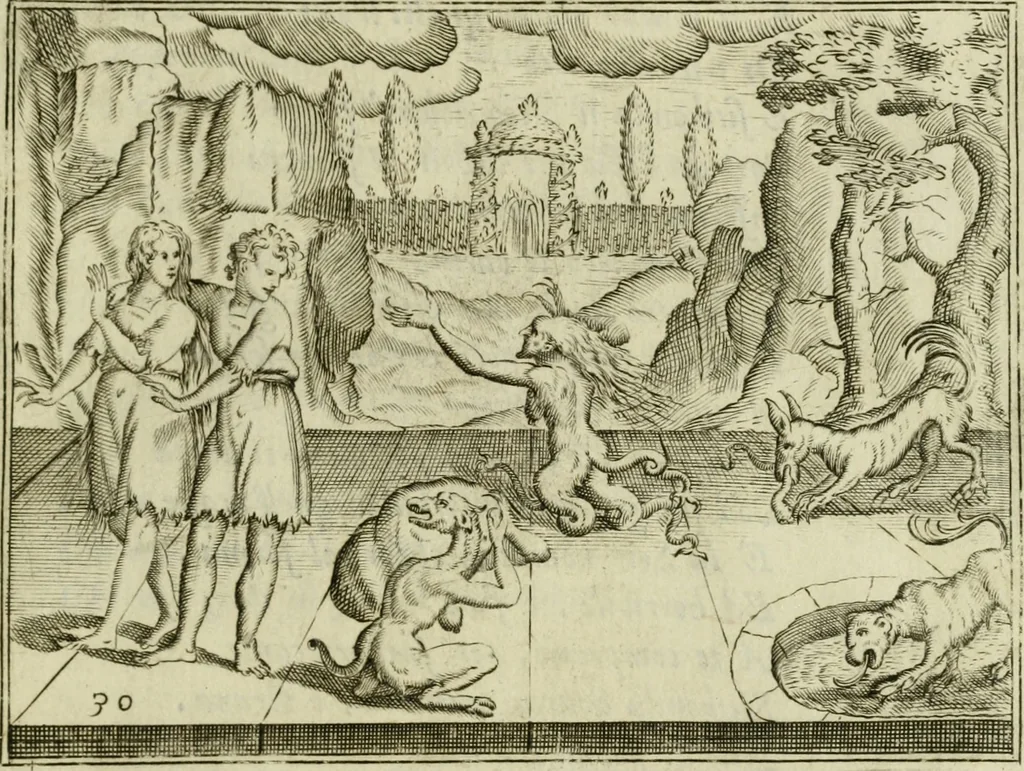 An illustration from L'Adamo : sacra rapresentatione, 1617, leaf 144