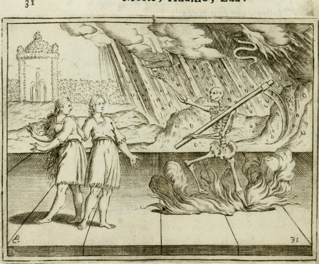 An illustration from L'Adamo : sacra rapresentatione, 1617, leaf 147