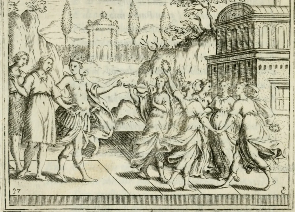An illustration from L'Adamo : sacra rapresentatione, 1617, leaf 185