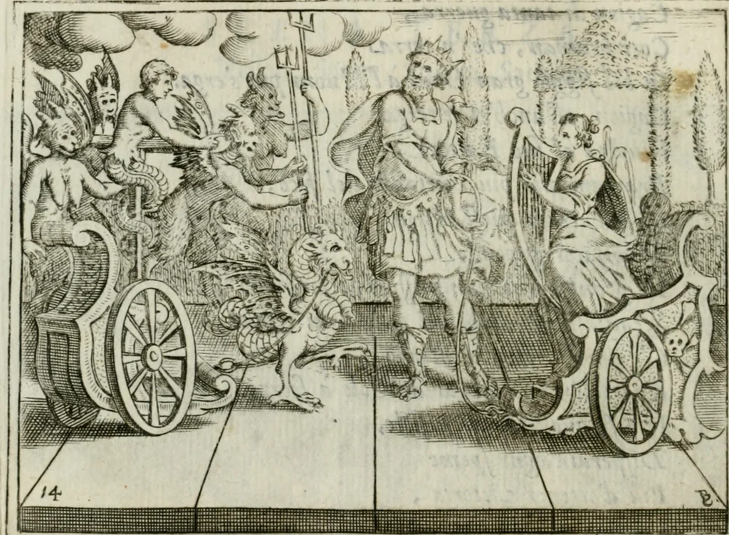 An illustration from L'Adamo : sacra rapresentatione, 1617, leaf 73