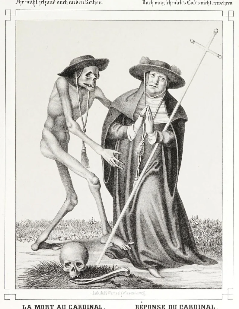An illustration from La danse des morts à Bâle, 1840, leaf 19
