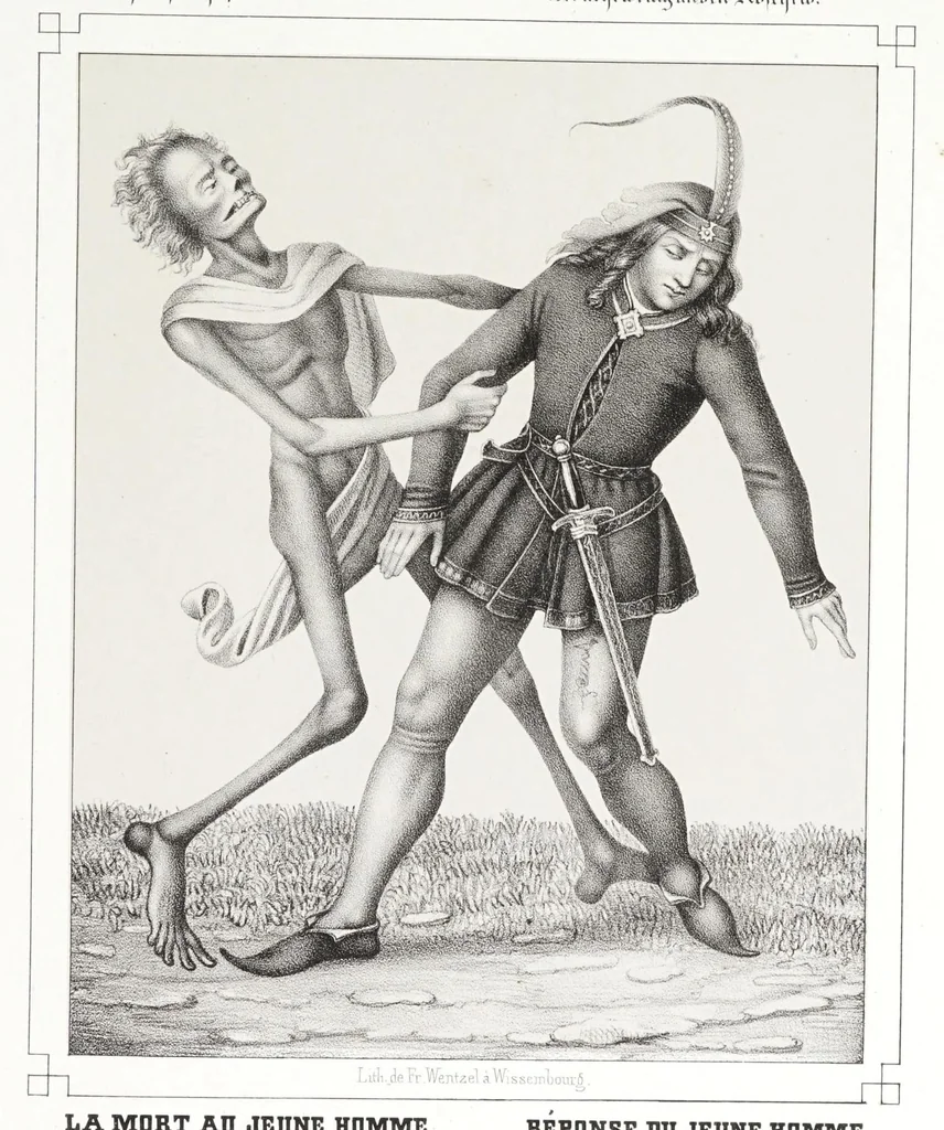 An illustration from La danse des morts à Bâle, 1840, leaf 53