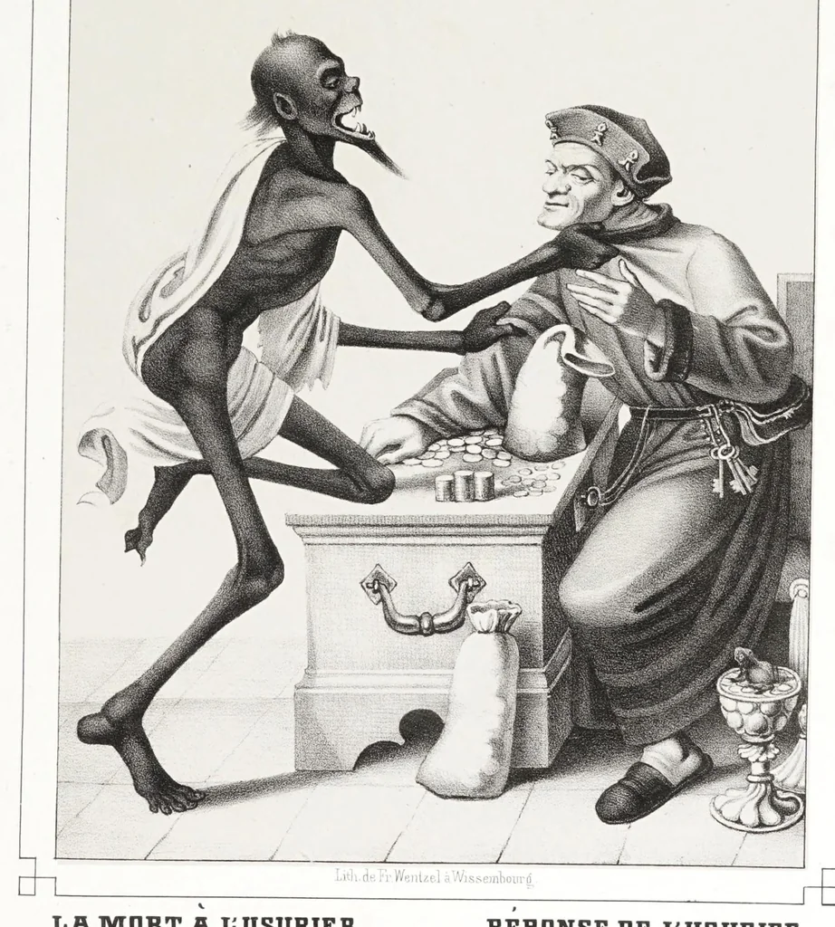 An illustration from La danse des morts à Bâle, 1840, leaf 55