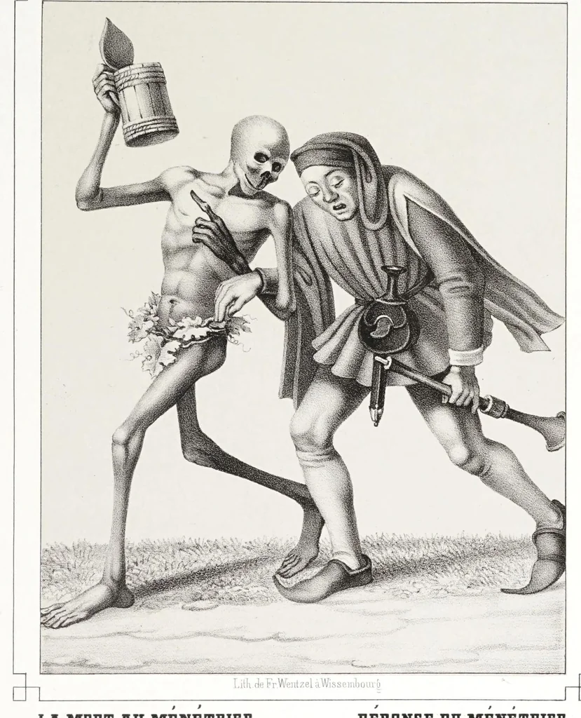 An illustration from La danse des morts à Bâle, 1840, leaf 59