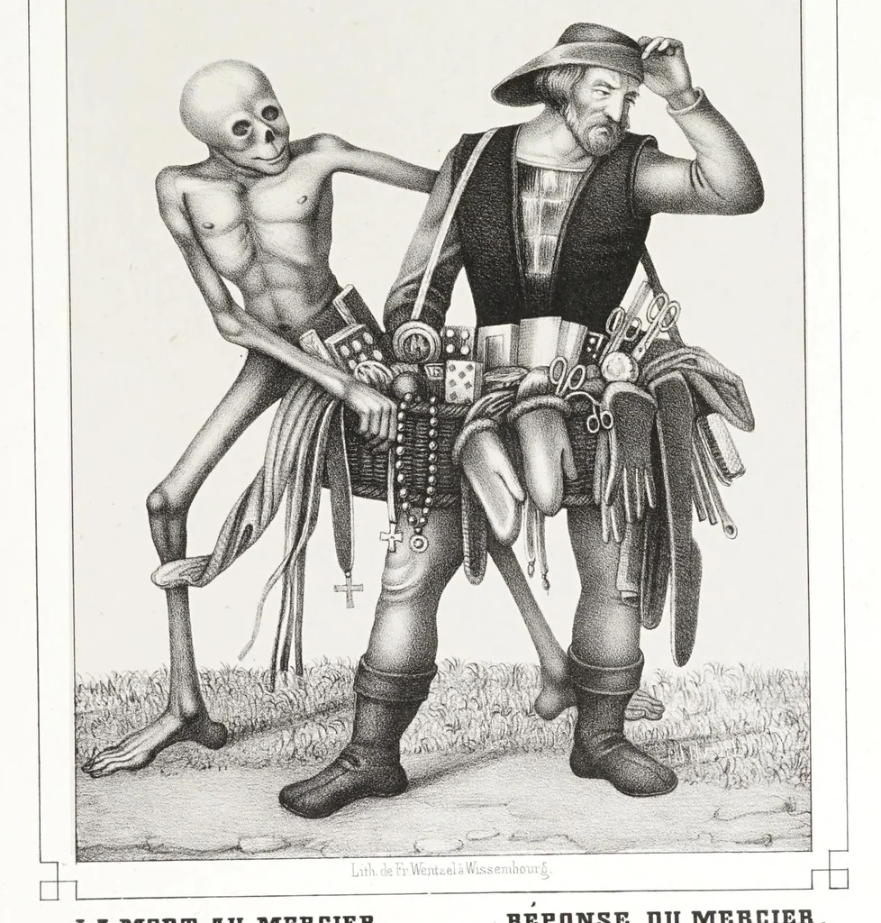 An illustration from La danse des morts à Bâle, 1840, leaf 69