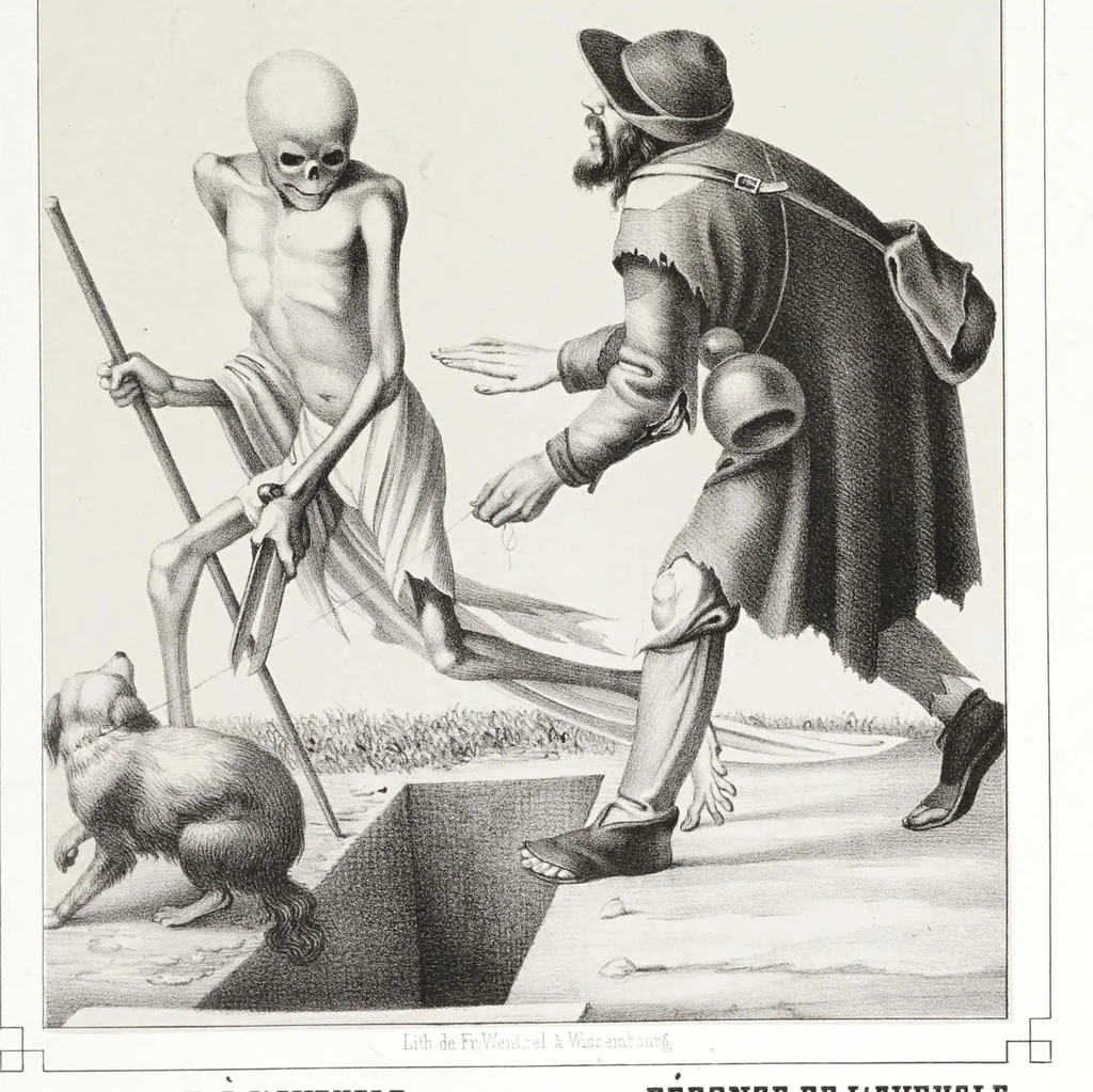 An illustration from La danse des morts à Bâle, 1840, leaf 71