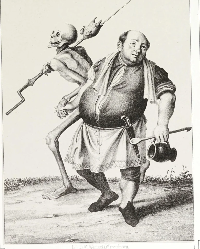 An illustration from La danse des morts à Bâle, 1840, leaf 77