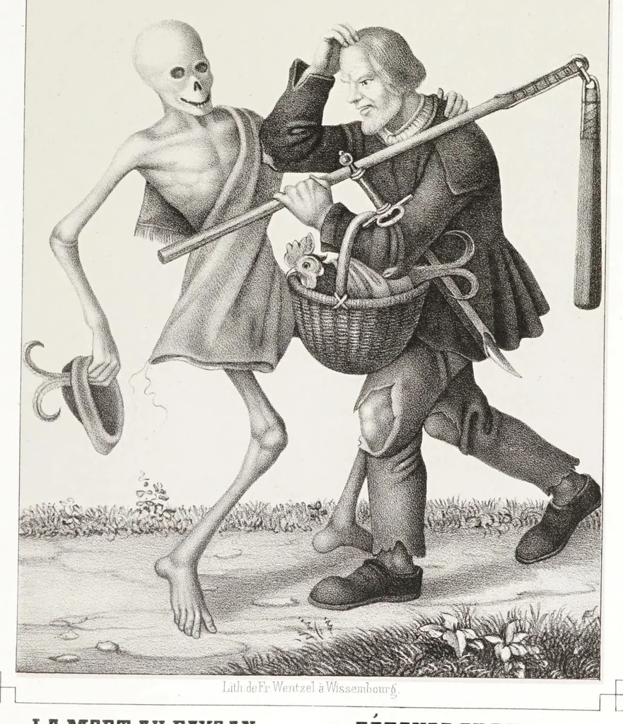 An illustration from La danse des morts à Bâle, 1840, leaf 79