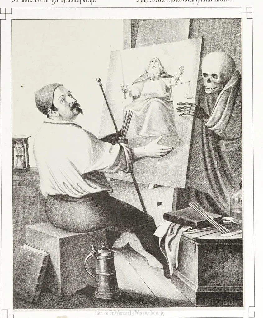 An illustration from La danse des morts à Bâle, 1840, leaf 81