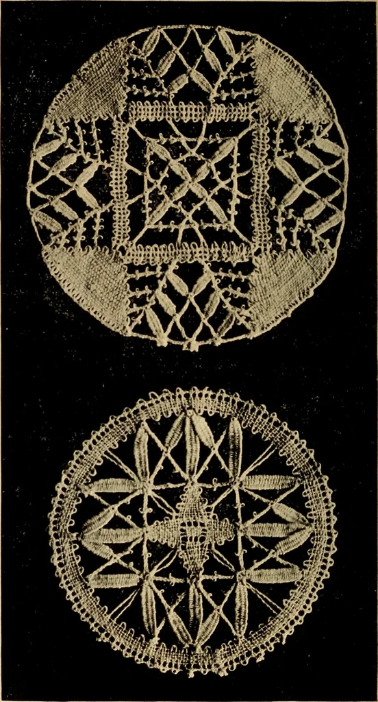 An illustration from La dentelle aux fuseaux, 1921, leaf 109