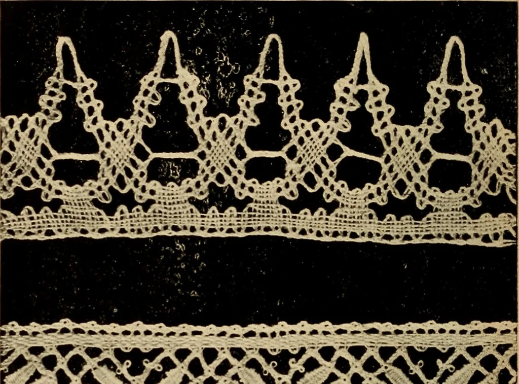 An illustration from La dentelle aux fuseaux, 1921, leaf 75