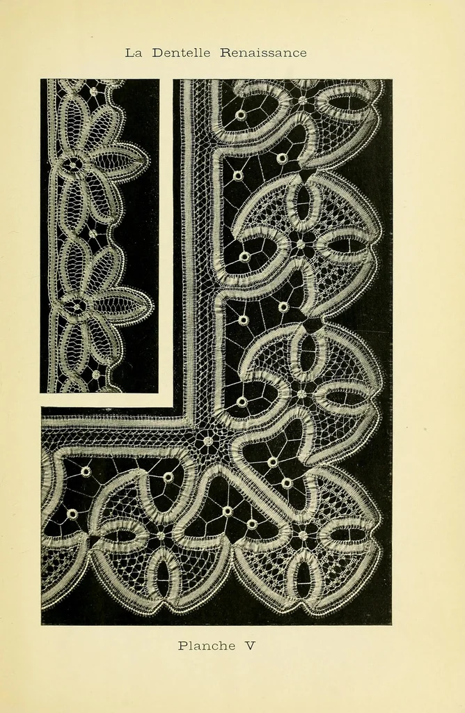 An illustration from La dentelle renaissance, 1920, leaf 47