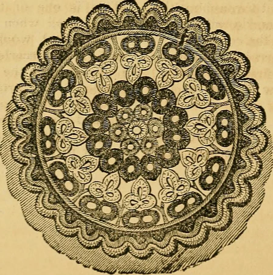 An illustration from The ladies' complete guide to crochet, fancy knitting, and needlework., 1854, leaf 111