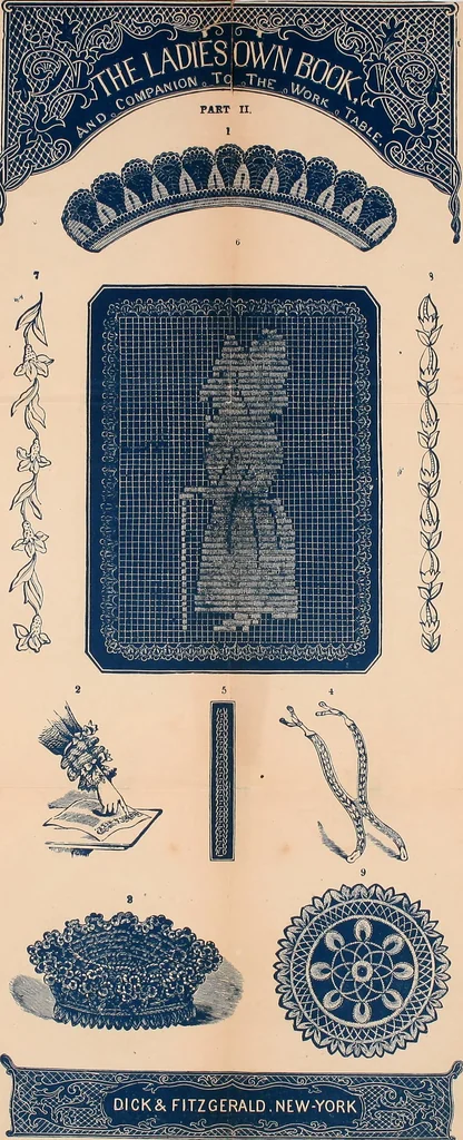 An illustration from The ladies' complete guide to crochet, fancy knitting, and needlework., 1854, leaf 28