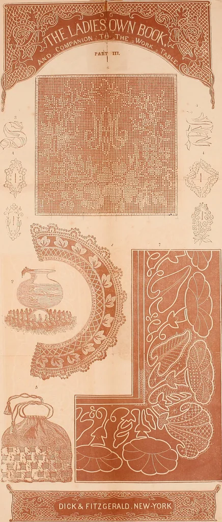 An illustration from The ladies' complete guide to crochet, fancy knitting, and needlework., 1854, leaf 46