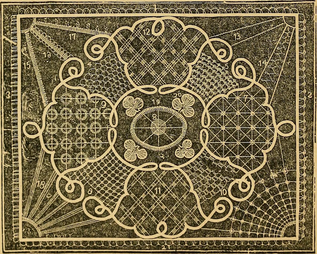 An illustration from The ladies' complete guide to crochet, fancy knitting, and needlework., 1854, leaf 61