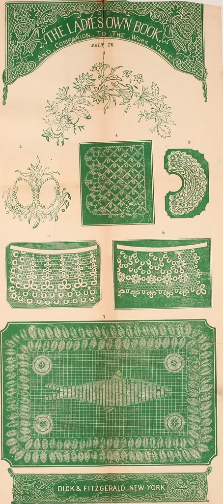 An illustration from The ladies' complete guide to crochet, fancy knitting, and needlework., 1854, leaf 72