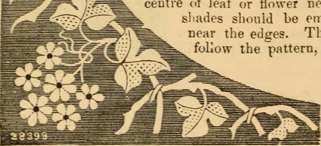 An illustration from The ladies' guide to needle work, embroidery, etc ... : being a complete guide to all kinds of ladies' fancy work, 1877, leaf 11