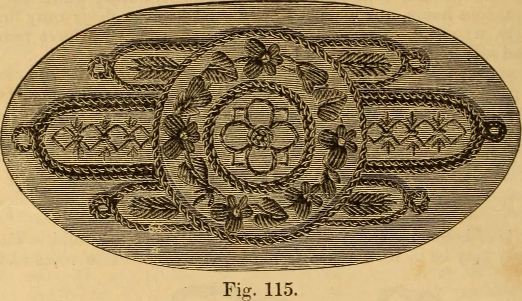 An illustration from The ladies' guide to needle work, embroidery, etc ... : being a complete guide to all kinds of ladies' fancy work, 1877, leaf 153
