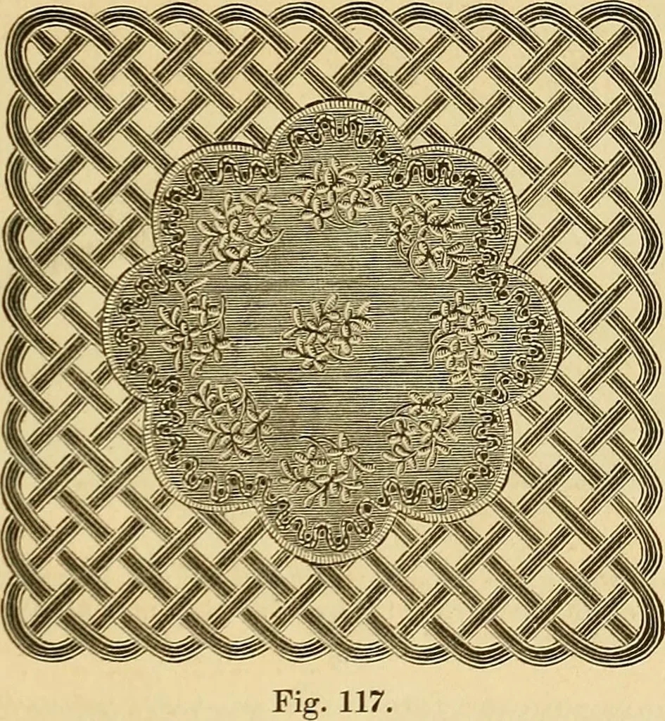 An illustration from The ladies' guide to needle work, embroidery, etc. : being a complete guide to all kinds of ladies' fancy work, 1877, leaf 154