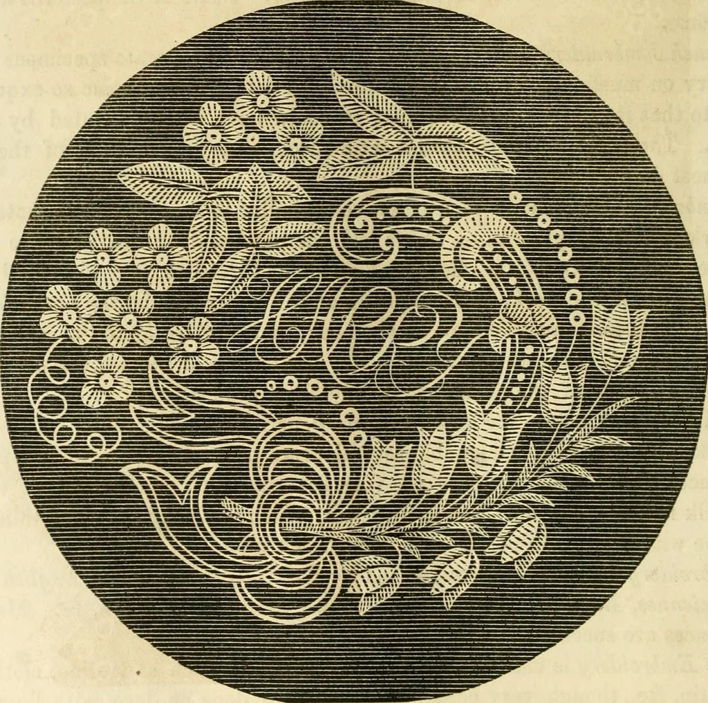An illustration from The ladies' hand book of fancy and ornamental work ..., 1859, leaf 125