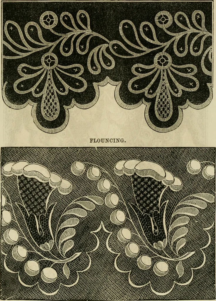 An illustration from The ladies' hand book of fancy and ornamental work ..., 1859, leaf 128