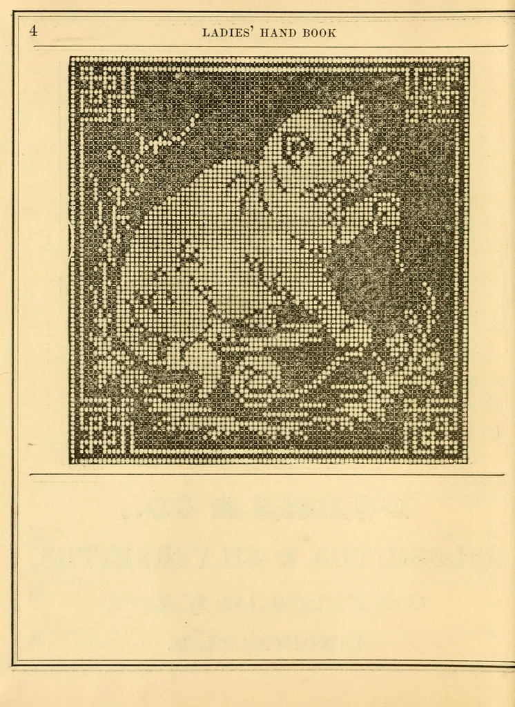 An illustration from The ladies' hand book of needle work, 1879, leaf 12