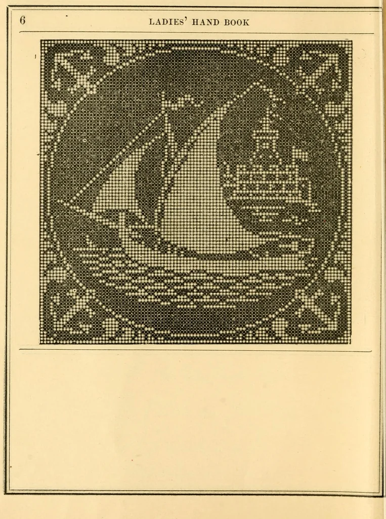 An illustration from The ladies' hand book of needle work, 1879, leaf 14