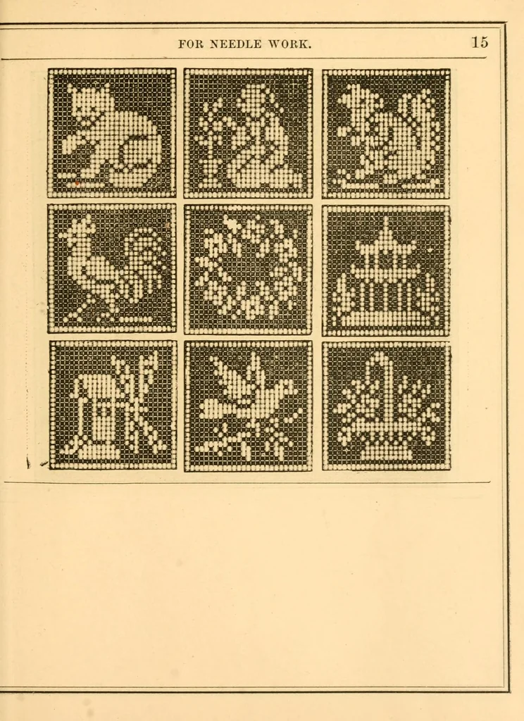 An illustration from The ladies' hand book of needle work, 1879, leaf 23