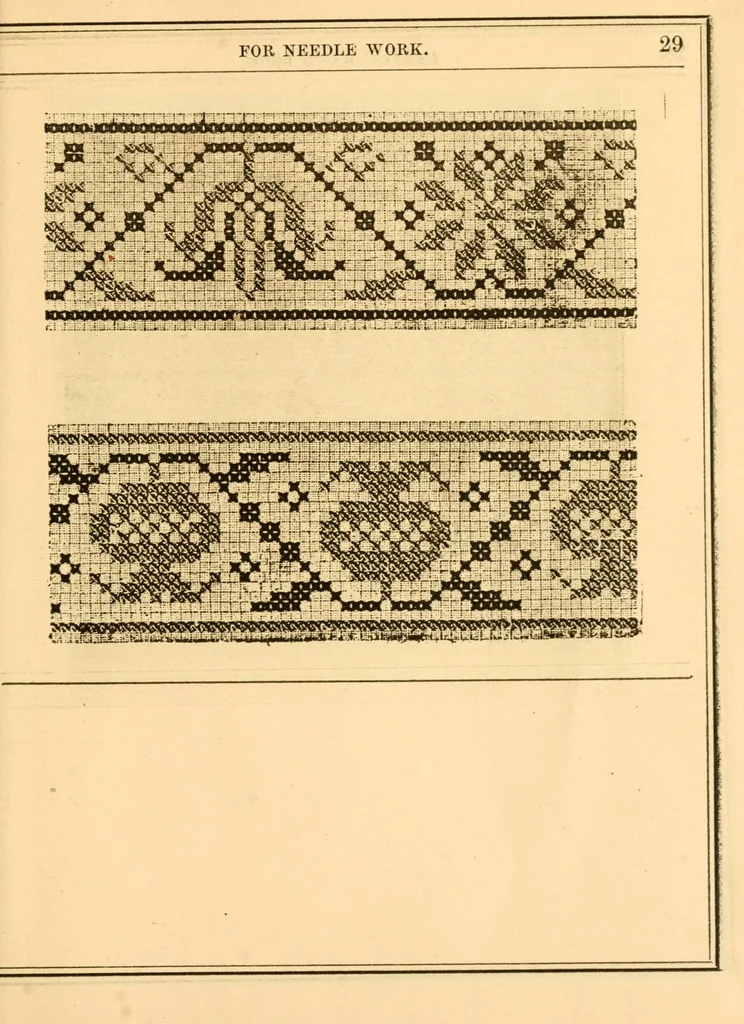 An illustration from The ladies' hand book of needle work, 1879, leaf 37