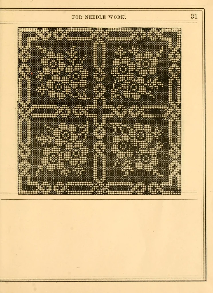 An illustration from The ladies' hand book of needle work, 1879, leaf 39
