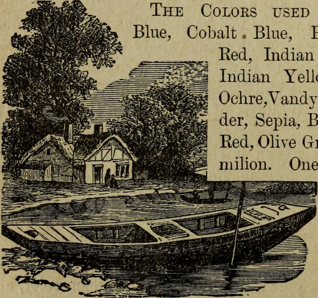 An illustration from Ladies' manual of art : or, Profit and pastime : a self teacher in all branches of decorative art, embracing every variety of painting and drawing on china, glass, velvet, canvas, paper and wood : the secret of all glass transparencies, sketching from nature, pastel and crayon drawing, taxidermy, etc, 1887, leaf 57