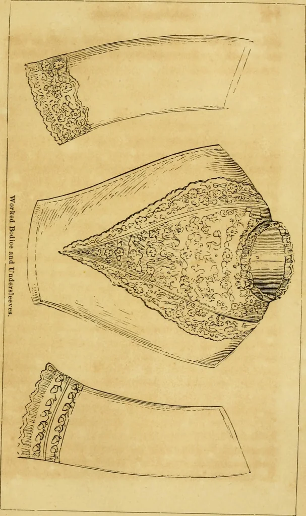 An illustration from The Ladies' self instructor in millinery and mantua making, embroidery and appliqué, canvas-work, knitting, netting, and crochet-work, 1853, leaf 218