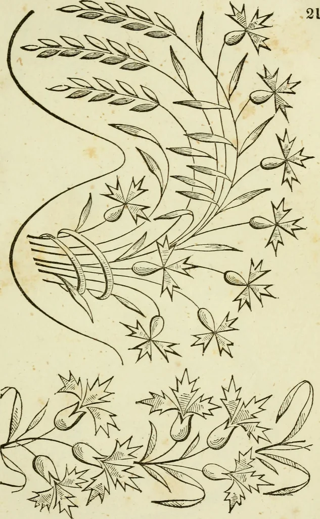 An illustration from The Ladies' self instructor in millinery and mantua making, embroidery and appliqué, canvas-work, knitting, netting, and crochet-work, 1853, leaf 28